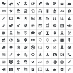 Blog 100 icons universal set for web and ui vector