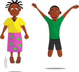 Three kids jumping rope Royalty Free Vector Image