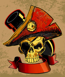 Pirates skull doodle vector