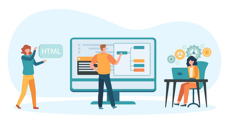 programmer and designer developing website team vector image