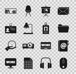 set computer mouse address book document folder vector image