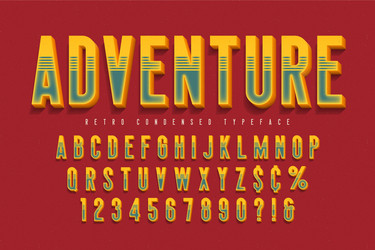 condensed 3d display font design alphabet vector