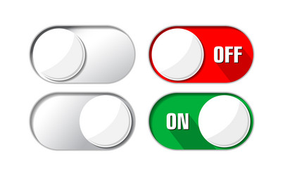 on and off toggle switch buttons vector