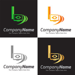 programming code and computer monitor logo vector image