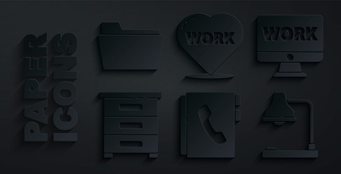 Set address book monitor with text work drawer vector