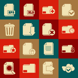 set cloud with check mark folder and lock vector image