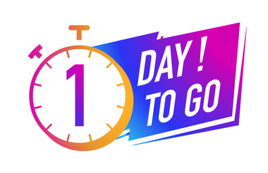 1 day to go timer symbol gradient color vector image
