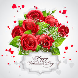 card for valentines day heart of red roses vector