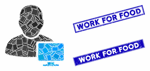 computer administrator mosaic and grunge rectangle vector image