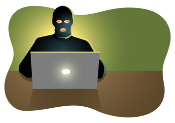 Hacker at Computer - Digital Crime vector
