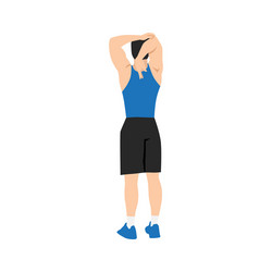 Man doing seated single arm overhead dumbbell Vector Image
