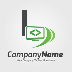 Programming code and computer monitor logo vector
