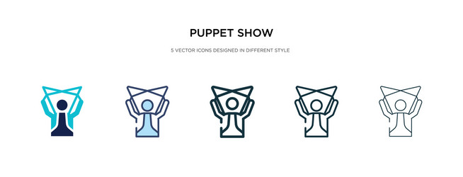 Puppet show icon in different style two colored vector