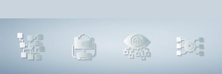 set neural network cloud database computer vector image