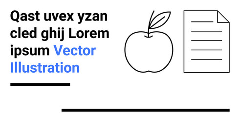 abstract apple and document line art with bold vector image