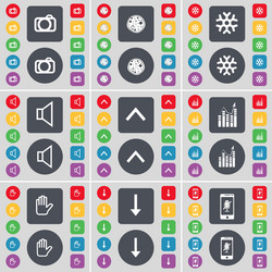 camera pizza snowflake sound arrow up graph hand vector image