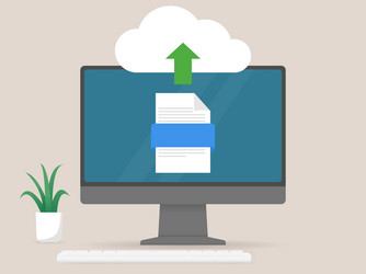 Computer uploading file data and information vector