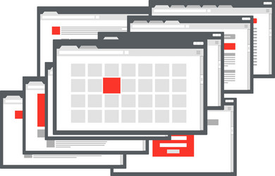 different browser windows communication scheme vector image