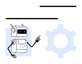 friendly robot with gear icon and horizontal lines vector image