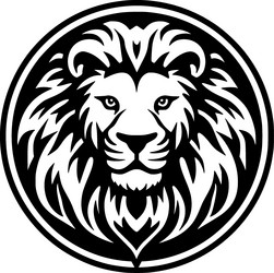 Lion Head Emblem - Black & White vector