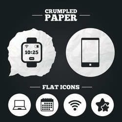 notebook and smartphone icon smart watch symbol vector image