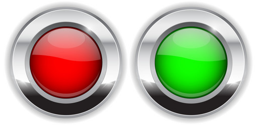 red and green round buttons glass 3d shiny icons vector image