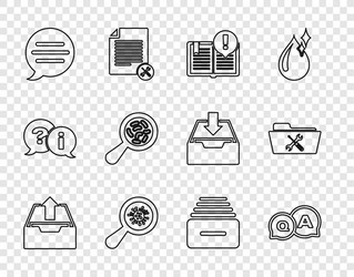set line upload inbox question and answer vector image