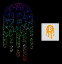 spectrum gradiented polygonal net melting bitcoin vector image