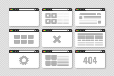 web browser window pages layout with toolbar vector