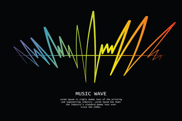 audio colorful wave logo on black pulse music vector