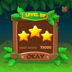 cartoon wooden level up menu or border for game ui vector image