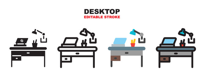 desktop icon set with different styles editable vector image