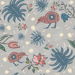 seamless pattern with kiwi bird vector image