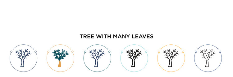 tree with many leaves icon in filled thin line vector image
