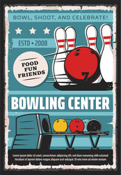 Vintage Bowling Club Poster Vector Image