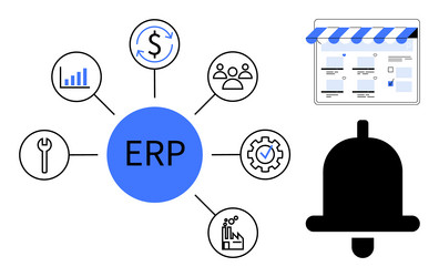 comprehensive erp system overview including vector image