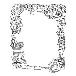 floral border outline hand drawn botanica frame Vector Image