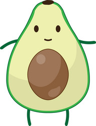 Funny happy cute smiling avocado Royalty Free Vector Image