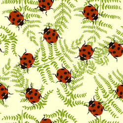 seamless pattern with fern and ladybugs graphics vector image