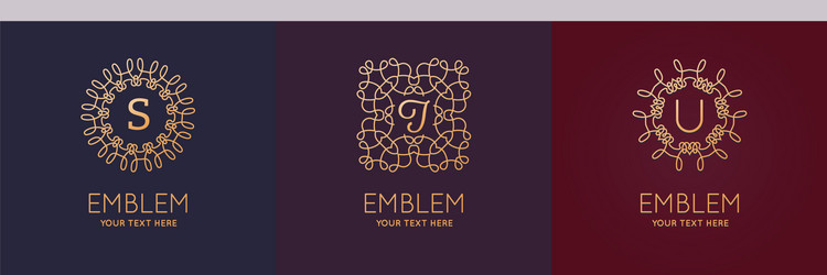 set three simple and elegant monogram design vector image