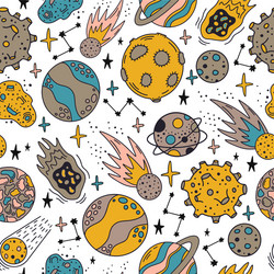 Cute planets with funny smiling faces solar Vector Image