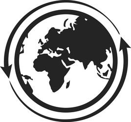 two circular arrows are rotating around a stylized vector image
