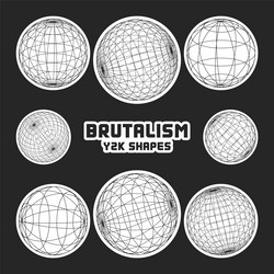 wireframe shapes lined sphere perspective mesh vector image