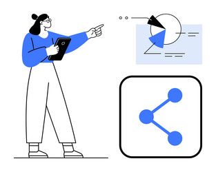 woman presenting data insights with dynamic charts vector image