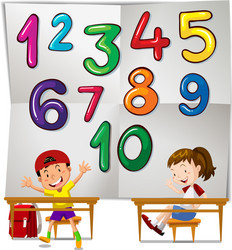 Children and numbers one to ten vector