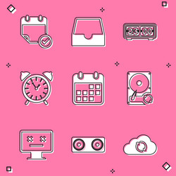 set calendar with check mark social media inbox vector image