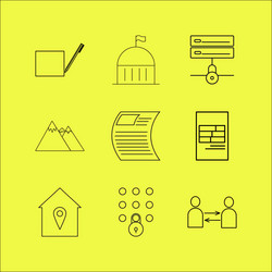 web linear icon set simple outline icons vector image