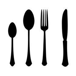 Black Utensil Set Vector Image