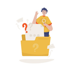 customer support with faq question folder vector image