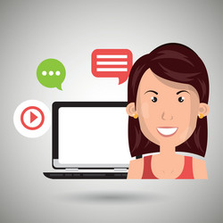 Social networking user laptop isolated icon design vector